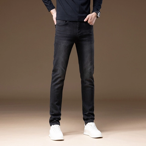 Herren Slim Fit Stretch Jeans Lässig Minimalistisch Gewaschen Schwarz Anthrazit Gerade Bein Denim Hose Für Den Alltag