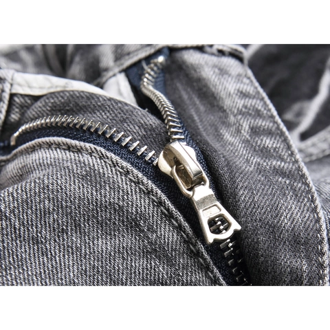 Ανδρικό Τζιν High Street Γκρι Σκισμένο Denim Στενή Εφαρμογή Κέντημα Patchwork Μείγμα Βαμβακιού Κομψό Παντελόνι Casual