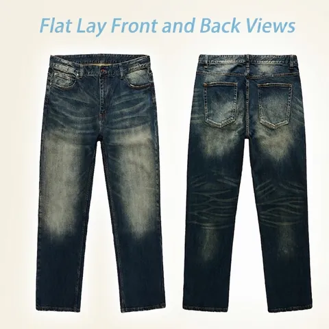 Herren Übergröße Jeans Heavy Washed Baumwolle Stretch Denim Hose Locker Gerades Bein Casual Hose Für Große Männer