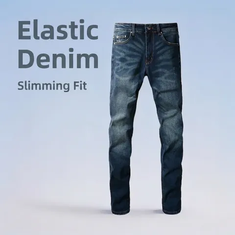 Herren Slim Fit Stretch Denim Jeans Gewaschen Verblasst Whiskering Blau High Street Mode Lässig Konisches Bein Denim Hosen