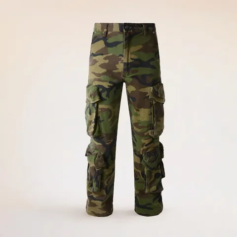 Pantalones Cargo para Hombre Camuflaje de Selva Multi Bolsillos Pierna Recta Denim 98% Algodón Exterior Casual Streetwear Trabajo