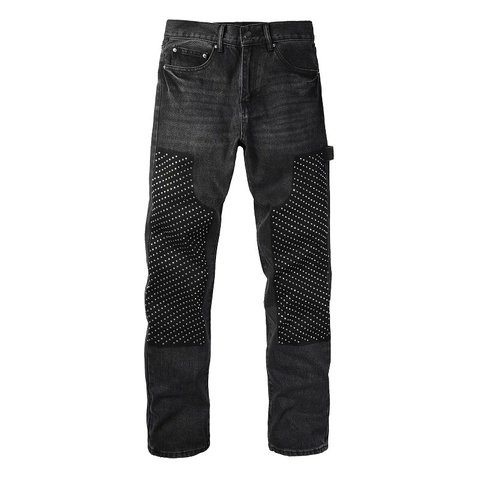 Heren Vintage Distressed Straight Leg Jeans Katoen Denim Strass Klinknagels Patchwork Workwear Cargo Broek Losse Broek