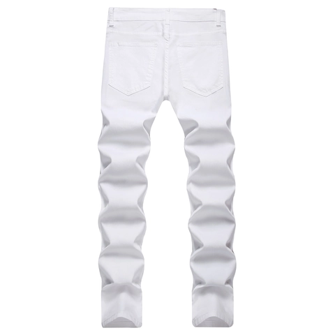 Men's White Jeans Slim Fit Stretch Denim Pants Casual Straight Leg Basic Trousers Versatile Fashion Male Bottoms