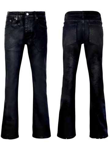 Men High Quality Black Flare Jeans Elastic Slim Fit Cotton Denim Pants American Streetwear Casual Solid Color Long Trousers