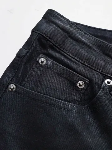 Men High Quality Black Flare Jeans Elastic Slim Fit Cotton Denim Pants American Streetwear Casual Solid Color Long Trousers