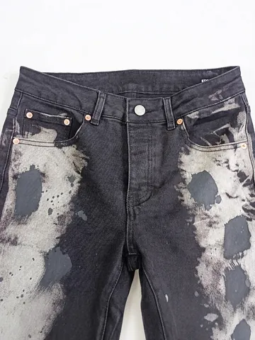 Herren Flare Leg Jeans Baumwolle Denim Distressed Acid Wash Tintenspritzer Vintage Streetwear Hip Hop Casual Hose Schwarz Grau Gewaschene Hosen