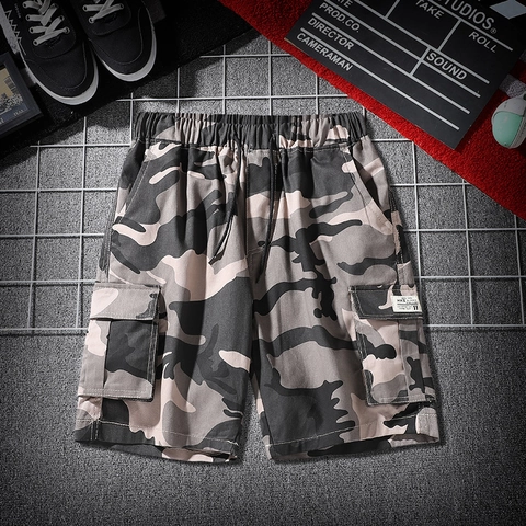 Men's Camouflage Cargo Shorts Cotton Blend Multi Pocket Straight Leg Five-Point Pants Summer Casual Streetwear Outdoor Bottoms For Men