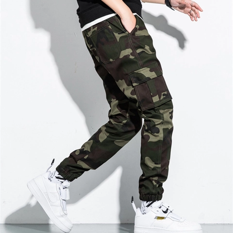 Men's Camouflage Cargo Pants Cotton Blend Multi Pocket Jogger Slim Fit Casual Outdoor Streetwear Trousers