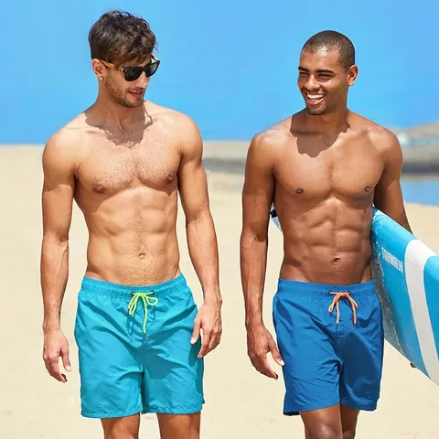 Men Quick Dry Swim Trunks Nylon Water Repellent Beach Shorts With Mesh Lining Drawstring For Surfing Pool Men Summer Shorts