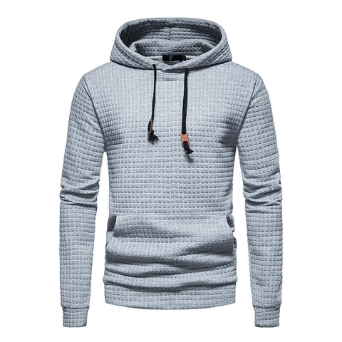 Herren Mode Waffelstruktur Kapuzenpullover Casual Langarm Polyester Pullover Mit Kängurutasche Für Herbst Winter