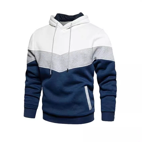 Ανδρικό Casual Φούτερ με Κουκούλα Patchwork Μείγμα Βαμβακιού Μακρυμάνικο Color Block Πουλόβερ Αθλητικό Τοπ για Άνδρες