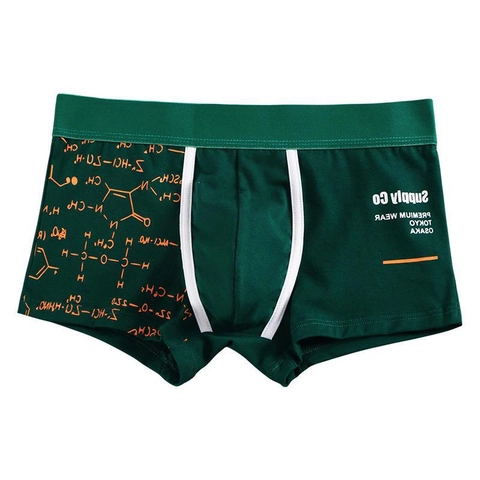 Bóxers de Algodón 95% para Hombre Cintura Baja Ropa Interior Transpirable Con Estampa de Fórmula Molecular Química Estilo Industrial