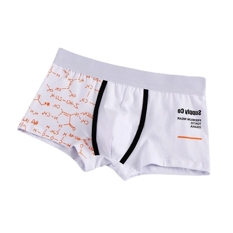 Bóxers de Algodón 95% para Hombre Cintura Baja Ropa Interior Transpirable Con Estampa de Fórmula Molecular Química Estilo Industrial