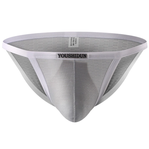 Men Low Waist Briefs Breathable Nylon Spandex Grid Mesh Underwear For Athletic Daily Sexy Male Intimate Apparel