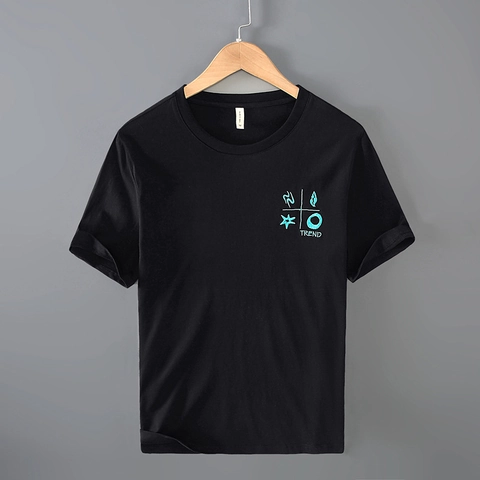 Herren Baumwolle Buchstabendruck Kurzarm T-Shirt Casual Rundhalsausschnitt Sommer Top Grafik Trend Locker Tee Mode Weich