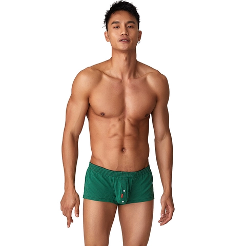 Men Plaid Boxer Briefs Low Rise Woven Nylon Polyester Spandex Underwear With Button Fly Comfortable Men Underwear Shorts
