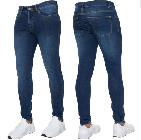 Jeans en Denim Extensible Coupe Skinny pour Hommes Pantalons Crayon Lavés Classiques à Cinq Poches Couleur Unie Décontractés