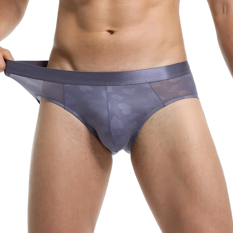 Herren Slips Mit Niedriger Taille Sexy Mesh Atmungsaktiv Nylon Herzmuster Print Unterwäsche Komfortabel Herrenslips Valentinstag
