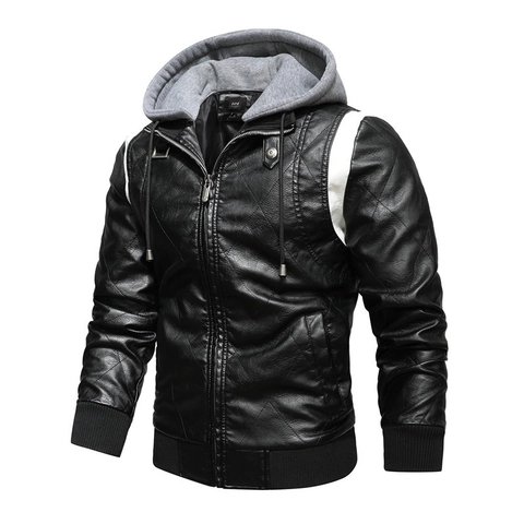 Men's Drive Movie Scorpion Embroidery PU Leather Jacket Quilted Slim Fit Hoodie Motorcycle Coat Outerwear Contrast Color Jacket
