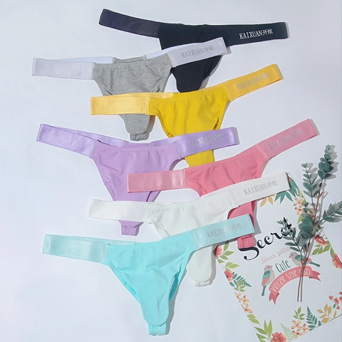 Men's Sexy Bulge Pouch Thong Low Waist Breathable Cotton Blend T-Back G-String Underwear For Men Basic Solid Color Underpants