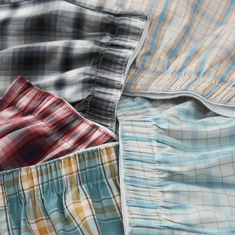 Boxer da Uomo a Quadri Classico Cotone Tessuto Loungewear Traspirante Vestibilità Larga Intimo per Uomo Abbigliamento Casa Casual