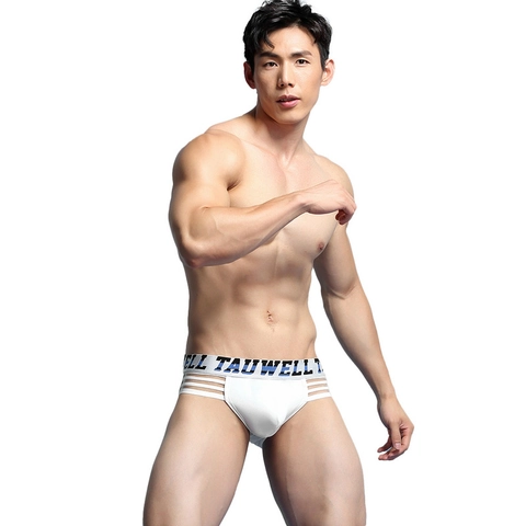 Men Sexy Low Waist Briefs Breathable Hollow Stripe Jockstrap Sporty Elastic Underwear Fashion Male Briefs Daily Lingerie