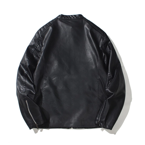 Herren Slim Fit PU Lederjacke Stehkragen Biker Moto Mantel Multi Reißverschluss Gesteppte Schulter Casual Oberbekleidung