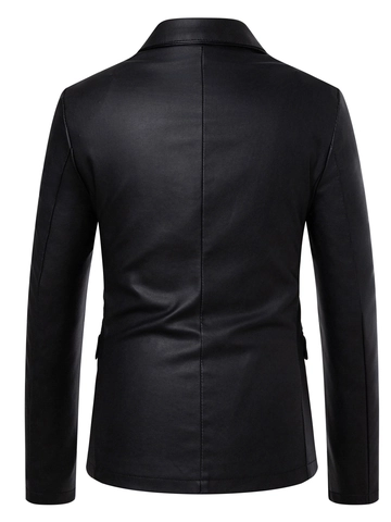 Chaqueta de Cuero PU para Hombre Estilo Blazer Solapa de Muesca Slim Fit Un Botón Casual Business Oficina Primavera Otoño