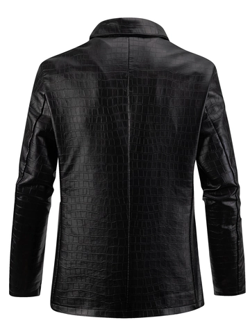 Ανδρικό Δερμάτινο Σακάκι Blazer PU Μοτίβο Κροκοδείλου Μονόπετο Πέτο Επαγγελματικό Casual Πανωφόρι Με Τσέπες Για Άνδρες