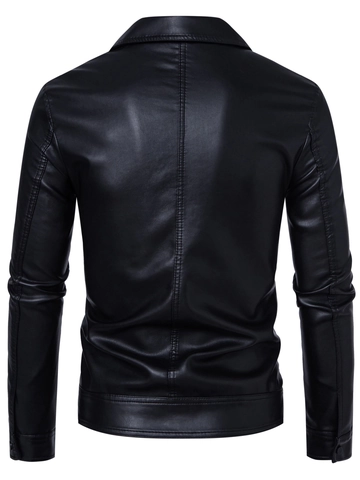 Giacca in Ecopelle con Revers da Uomo Vestibilità Slim Cerniera Cappotto da Moto Biker PU Resistente Casual Autunno