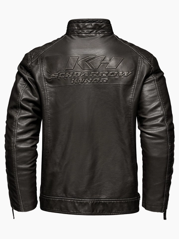 Herren Vintage PU Lederjacke Stehkragen Motorradmantel Mehrere Taschen Oberbekleidung Kunstleder Bikerjacke Für Freizeit