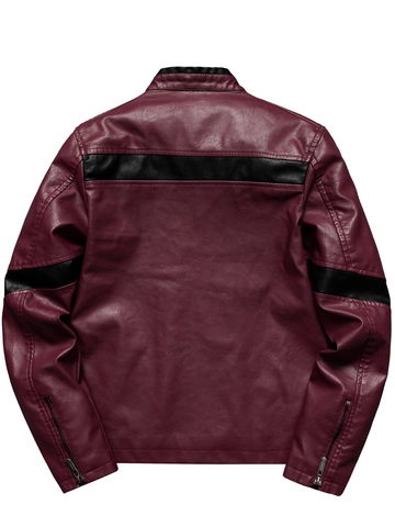 Giacca da Biker da Uomo in Pelle PU Collo alla Coreana Ricamo Ali Ossa Moto Cappotto Slim Fit Streetwear Capispalla