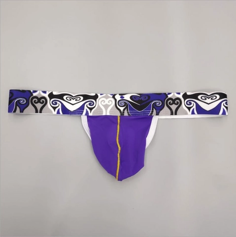 Jockstrap Sexy en Satin de Glace pour Hommes Sans Couture Taille Basse String Poche de Soutien Sous-vêtements Athlétiques Ceinture Imprimée Motif de Cœur
