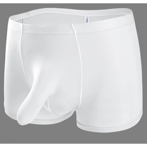 Hombres Sexy Seda de Hielo Trompa de Elefante Boxer Cintura Baja Transpirable Color Sólido Novedad Bulto Bolsa Ropa Interior