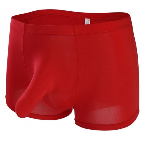 Hombres Sexy Seda de Hielo Trompa de Elefante Boxer Cintura Baja Transpirable Color Sólido Novedad Bulto Bolsa Ropa Interior