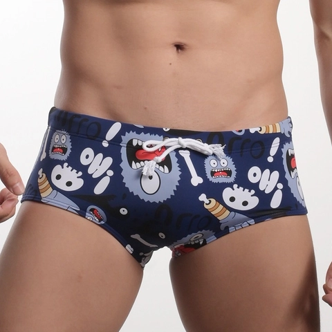 Herren Badehose Niedrige Taille Schnelltrocknend Boxershorts Mit Kordelzug Und Herausnehmbarem Polster Cartoon Druck Britische Flagge Muster Schwimmshorts