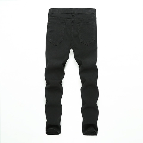 Heren Skinny Jeans Zwart Stretch Distressed Denim Potloodbroek Slim Fit Streetwear Casual Broek Voor Volwassen Mannen