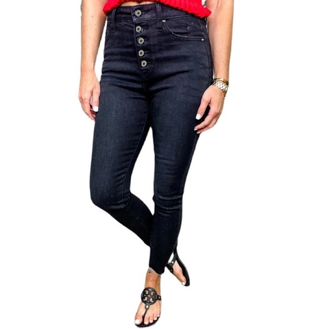 Vaqueros Ajustados de Talle Alto para Mujer Corte Slim Bragueta de Cinco Botones Pantalones de Mezclilla Lavados Elásticos