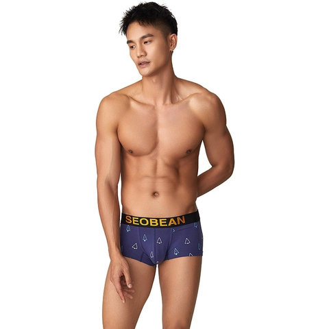 Men's Low Rise Boxer Briefs Breathable Cotton Spandex Festive Christmas Trees Geometric Prints Elastic Waist Underwear