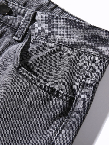 Heren Losse Rechte Pijp Jeans Denim Katoen Acid Wash Rookgrijs Casual Streetwear Broek Voor Mannen Dagelijks Mode