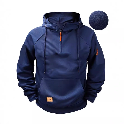 Sudadera Con Capucha Táctica Hombre Media Cremallera Poliéster Forro Polar Manga Larga Outdoor