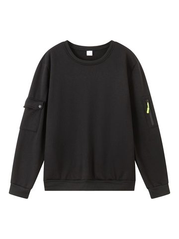 Felpa Girocollo Da Uomo Poliestere Manica Lunga Con Tasche Cargo Casual Quotidiano Sportivo Pullover Per Uomo Moda Top