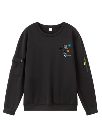 Sudadera Casual de Hombre Cuello Redondo Poliéster Pullover Estampado Streetwear Sport Top Con Bolsillos Funcionales en las Mangas Ropa Deportiva Casual