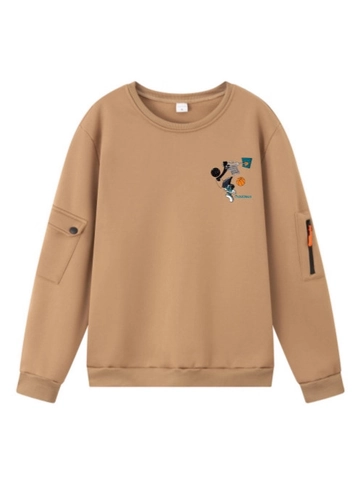 Sudadera Casual de Hombre Cuello Redondo Poliéster Pullover Estampado Streetwear Sport Top Con Bolsillos Funcionales en las Mangas Ropa Deportiva Casual