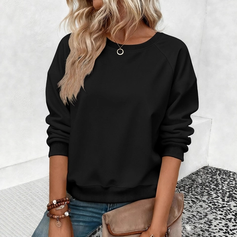 Women's Fashion Crew Neck Raglan Sleeve Sweatshirt Casual Long Sleeve Patchwork Fleece Pullover Top For Spring Autumn Daily Wear