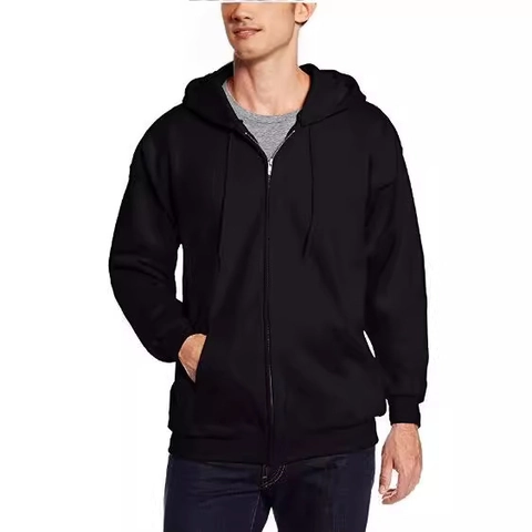 Men's Zipper Hoodie Jacket Polyester Breathable Sweatshirt Casual Loose Fit Long Sleeve Hooded Outerwear For Spring Autumn Daily Wear