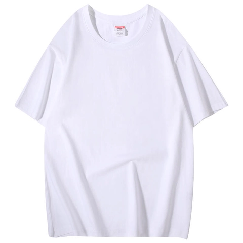 T-Shirt En Coton Peigné Épais Pour Hommes Couleur Unie Haut Décontracté À Manches Courtes Coupe Large Épaules Tombantes Tee Unisex