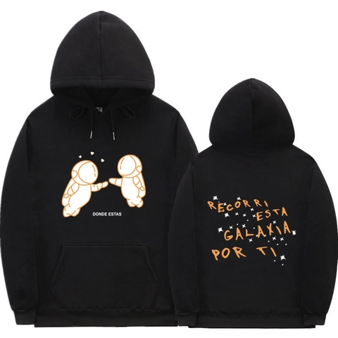 Sweat à Capuche en Polaire pour Hommes et Femmes Astronaute Imprimé Galaxie Pullover Coupe Large Streetwear Manches Longues Poche Kangourou