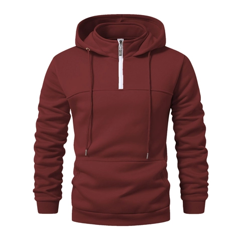 Herren Hoodie Mit Halbem Reißverschluss Fleecegefüttert Langarm Pullover Sweatshirt Sport Lässig Kapuzenjacke Für Herbst Winter