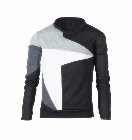 Ανδρικό Casual Φούτερ με Γεωμετρικό Color Block Μακρύ Μανίκι Στρογγυλή Λαιμόκοψη Πουλόβερ Patchwork Αθλητικό Μοντέρνο Μπλουζάκι